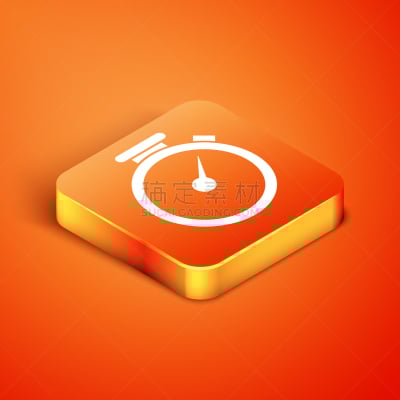isometric stopwatch icon isolated on orange