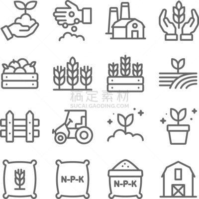 farming icons set