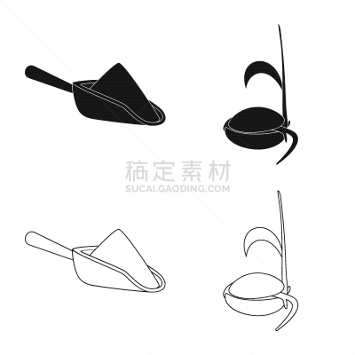 农业,图标,分离着色,面包,膳食,汤匙,图像,谷类食品,设计,收集