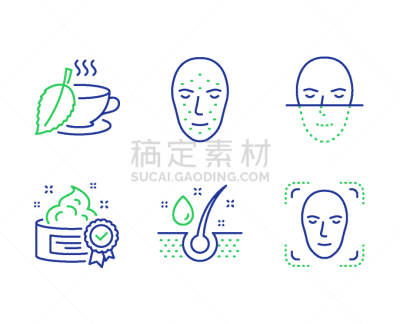 薄荷茶,生物识别,计算机图标,矢量,标志,香熏油,人的脸部,奶油,血清,面部识别技术