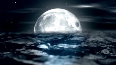 海浪中的动画片夜月