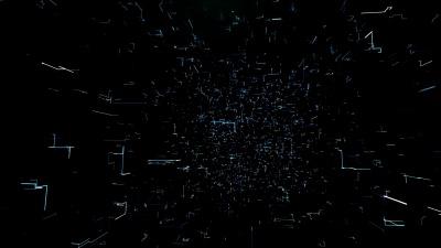 数字黑色背景，旋转闪烁的网状云与蓝线连接，随机百分比数字