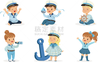 可爱的,小的,儿童,水手,衣服,制服,性格,玩具,学龄前儿童,船