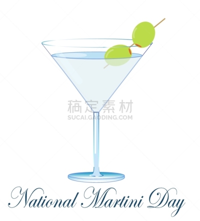 绿橄榄,马提尼,绘画插图,精神振作,玻璃杯,饮料,矢量,白色背景,分离着色,美味