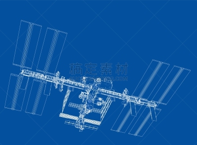 太空船,轮廓,矢量,未来,空间站,几何形状,蓝图,技术,火箭,车站