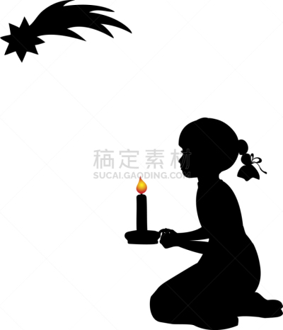 女孩,蜡烛,儿童,传令号,剪影,祈祷