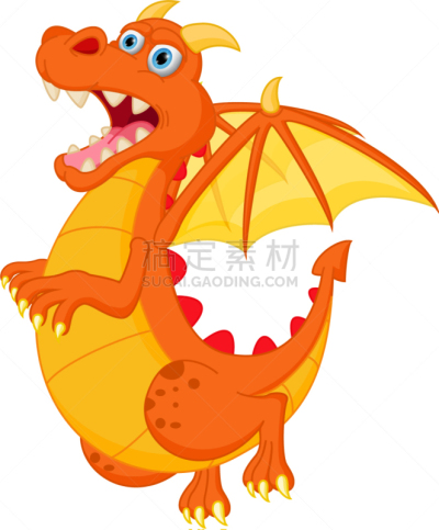龙,红色,快乐,卡通,可爱的,白色,性格,愉悦,幻想,惊奇
