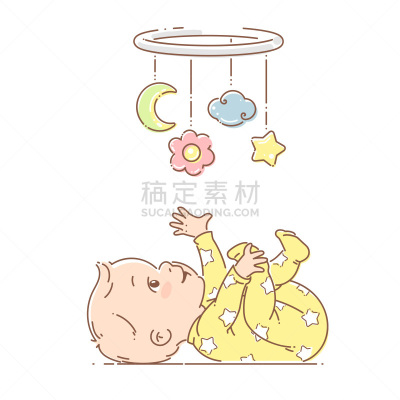 女婴,玩具,小的,移动式,在下面,就寝时间,活力,安静,背景分离,月