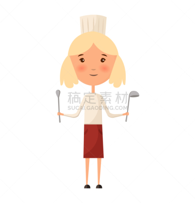 儿童,女孩,品牌名称,拿着,长柄勺,鸭舌帽,可爱的,传统,主厨,烹调