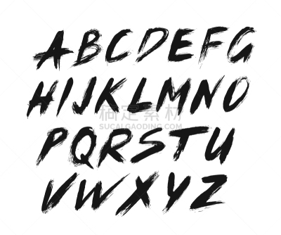 字母表次序,笔触,涂料,字体,华丽的,字母,画笔,图像,手写