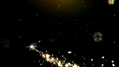 第二个生日快乐贺卡文本从金色烟花爆竹上闪亮的魔法粒子闪耀之夜庆祝，愿望，事件，信息，节日