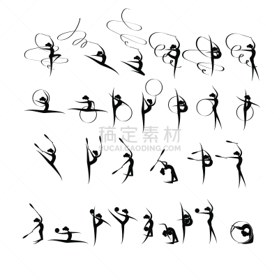 体操,绘画插图,女孩,矢量,抽象,能力,背景聚焦,商务,舞曲