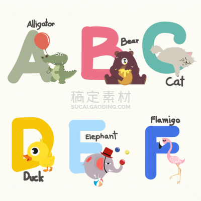 字母,动物,儿童,英文字母F,可爱的,单词,字母表次序,信函,野生动物,学龄前儿童
