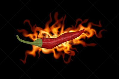 red hot chili pepper in fire