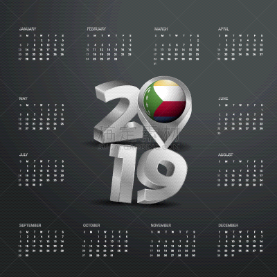 2019,模板,日历,字体,银色,新年,白昼,商务,com域名,非洲