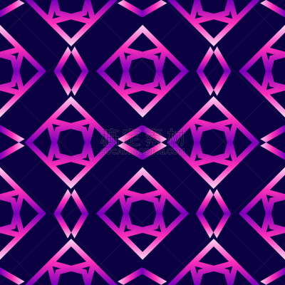 Seamless pattern with neon gradient colored geometric shapes. Vector wallpaper.