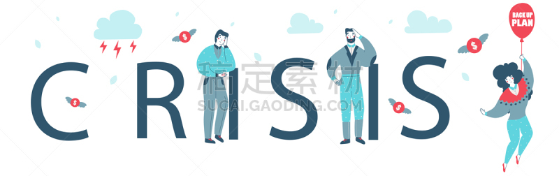 商务,金融,概念,危机,卡通,绘画插图,矢量,平坦的,破产