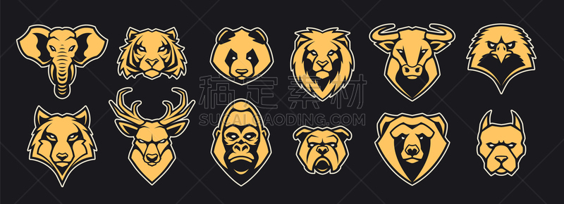 动物,吉祥物,计算机图标,动物头,公牛,大猩猩,狮子,狗,哺乳纲