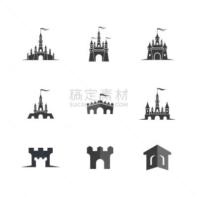 符号,矢量,城堡,图标,可爱的,远古的,房屋,幻想,图像,公主