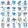 商务,彩色图片,图标集,数字25,多样,平坦的,圆形,圆柱体,概念,联系