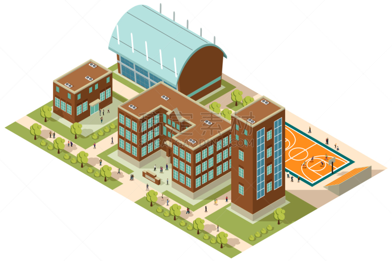 校园,矢量,人,田地,户外,建筑,大学,图像,教育
