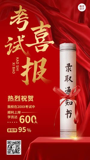 高考喜报考试喜报手机海报