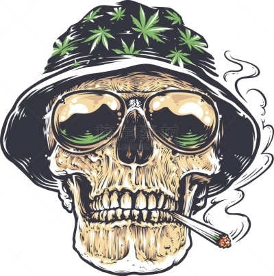 头骨,分离着色,白色,塔法里教教徒,瘾君子,叶子,矢量,奇异的