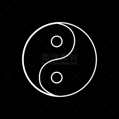 白色,阴阳符,图标,亚洲,平衡,全球通讯,矢量,东亚,道教,剪影