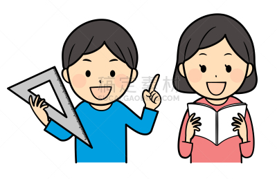 绘画插图,知识,可爱的,小学,三角板,儿童,尺,学校用品,欢乐,半身像
