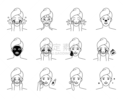 计算机图标,去角质,化妆水,血清样品,女人,化妆用品,人的脸部,商品,绘画插图