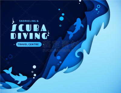 paper art scuba diving snorkeling marine life