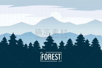 背景,山,森林,松木,地形,户外,绿色,木制,早晨,冒险