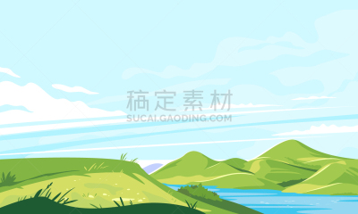全景,山,在边上,草坪,周末活动,野生动物,简单,草,小路