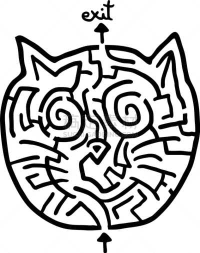 迷宫游戏,猫,图像,裙尾,动物,矢量,出口标志,休闲,走神,探索
