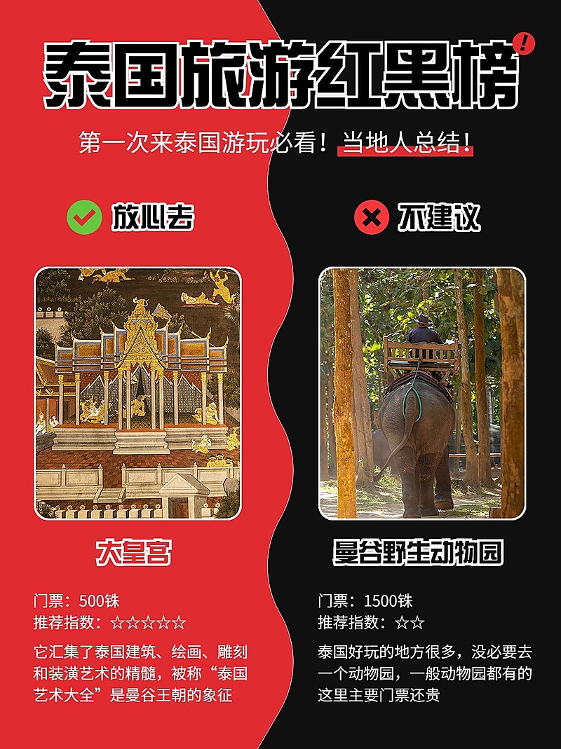 旅游避坑红黑榜对比图攻略指南小红书封面