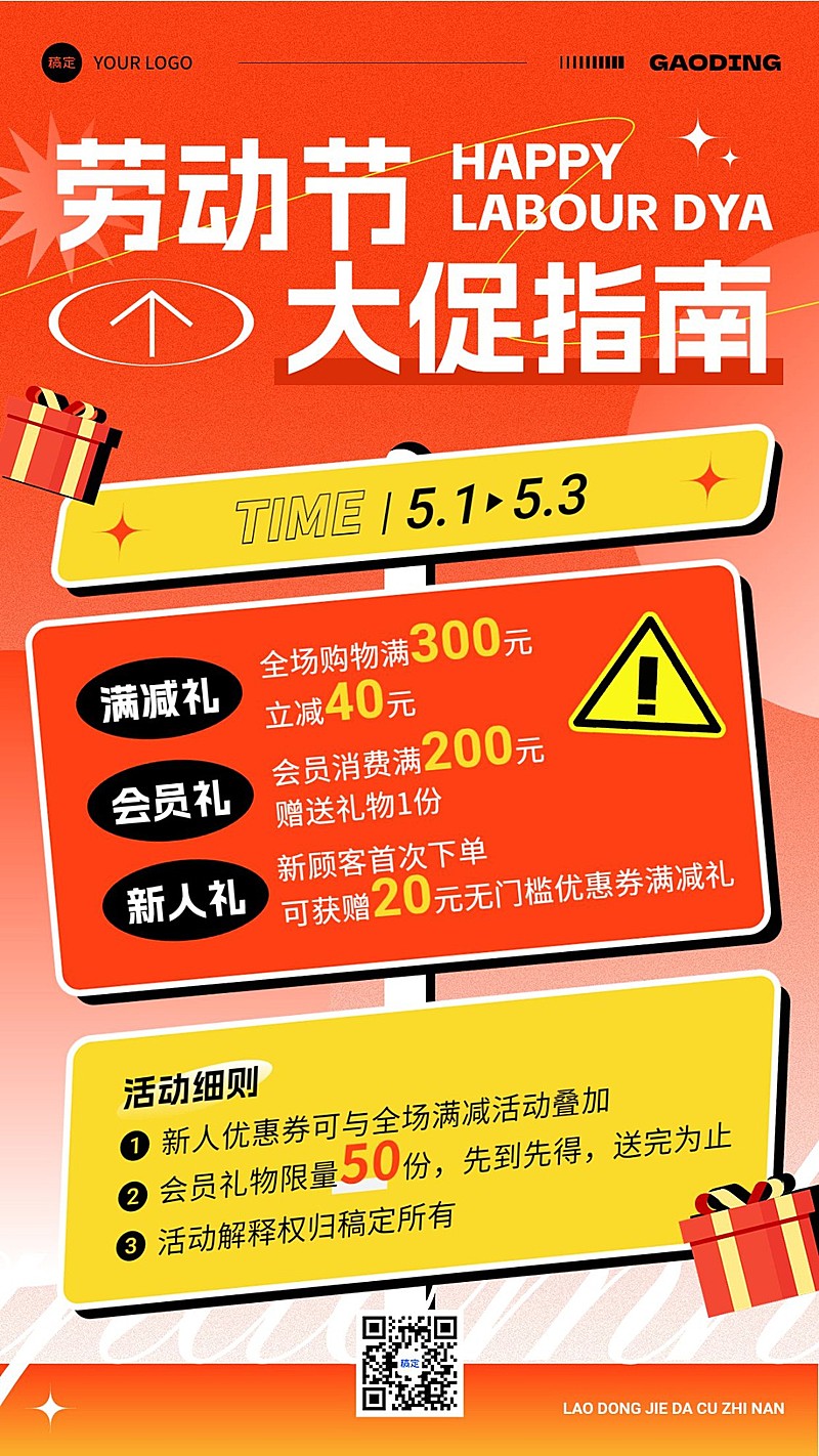 劳动节通用节日促销活动满减竖版海报