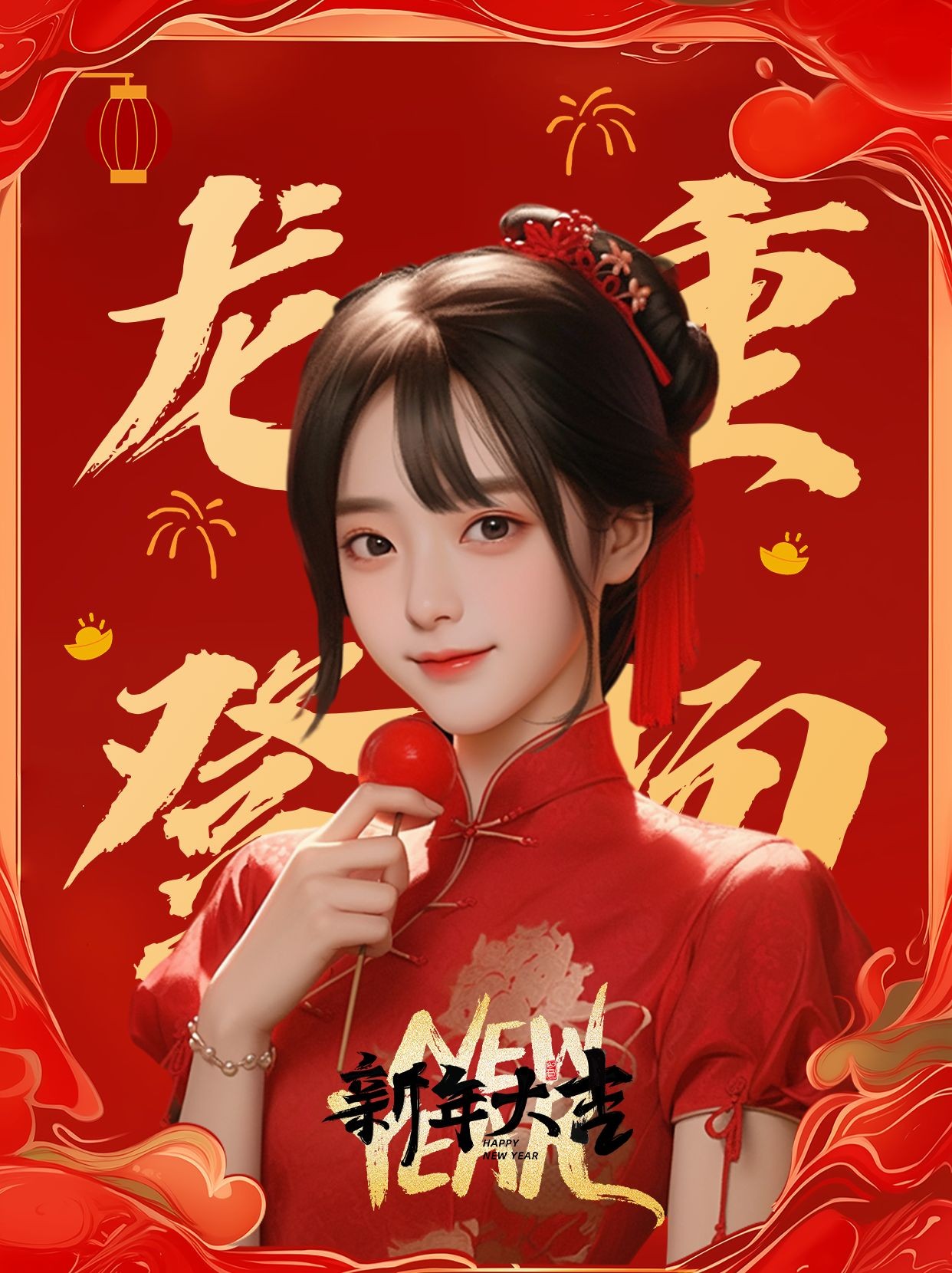 春节新年祝福晒图小红书配图