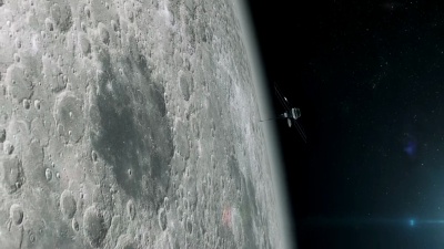 太空研究。绕月轨道运行的卫星