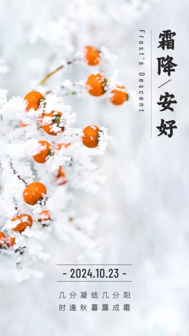 霜降节气问候祝福正能量预览效果