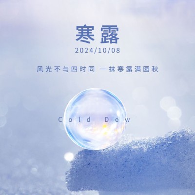 寒露节气祝福露珠实景方形海报
