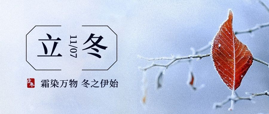 立冬节气树枝落雪特写祝福公众号首图预览效果