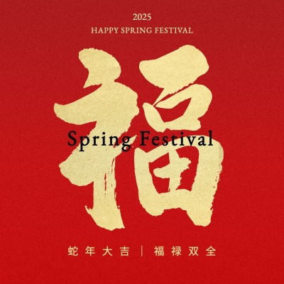 春节福字红色喜庆方形海报