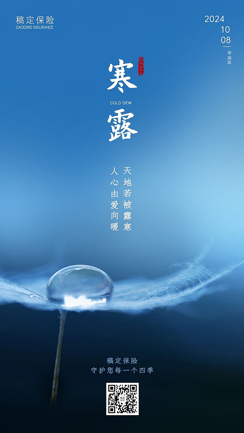 寒露金融保险节气祝福实景竖版海报