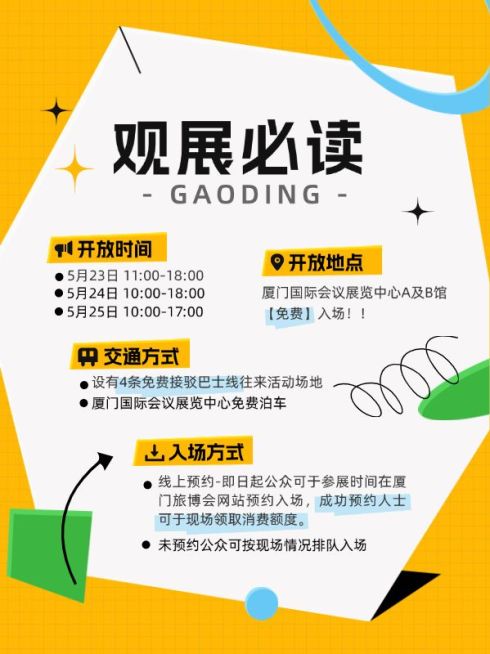 旅游会展几何风黄色系观展攻略划重点小红书配图预览效果