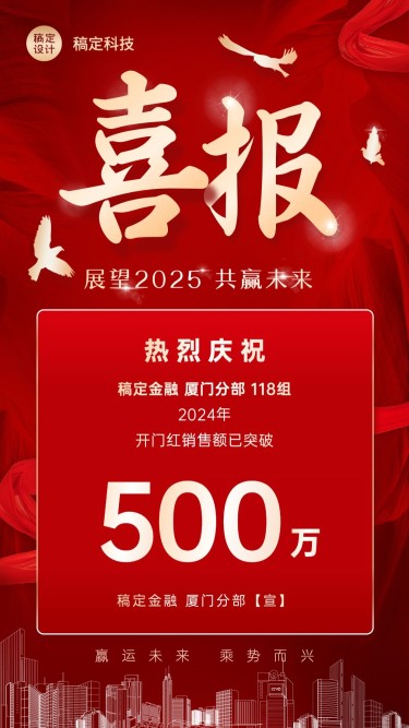 金融保险开门红出单业绩表彰喜报战报喜庆手机海报