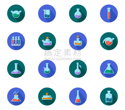 图标集,烧瓶,专业人员,比例,背景分离,药,杯,科学实验,长的,医疗器械