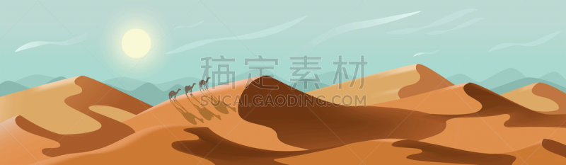 骆驼,沙漠,自然,全景,太阳,生态旅游,热,云,背景,夏天