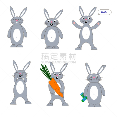 幸福,小兔子,绘画插图,贺卡,概念,卡通,天气,兔子,白色背景,微笑