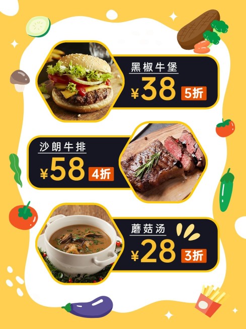 餐饮西餐促销活动小红书套装小红书配图预览效果