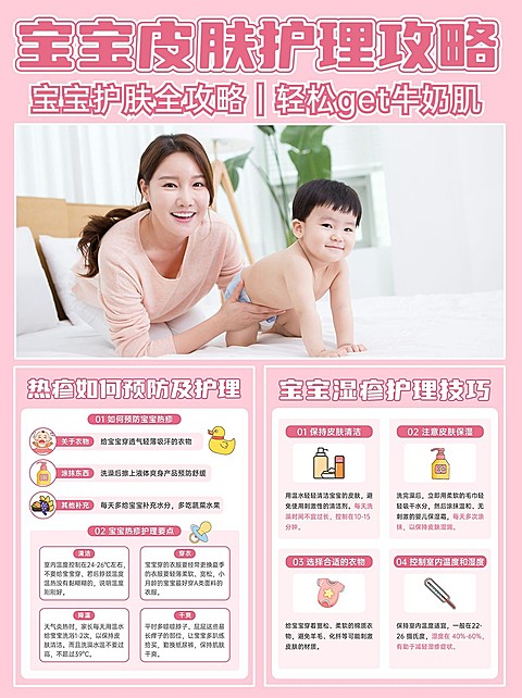 母婴宝宝皮肤护理知识科普套装手帐风小红书封面